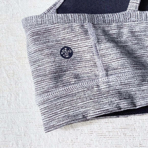 Manduka Cross Straps Sports Bra Woman’s Size Large Grey Space Dye Light Padding - Picture 8 of 12